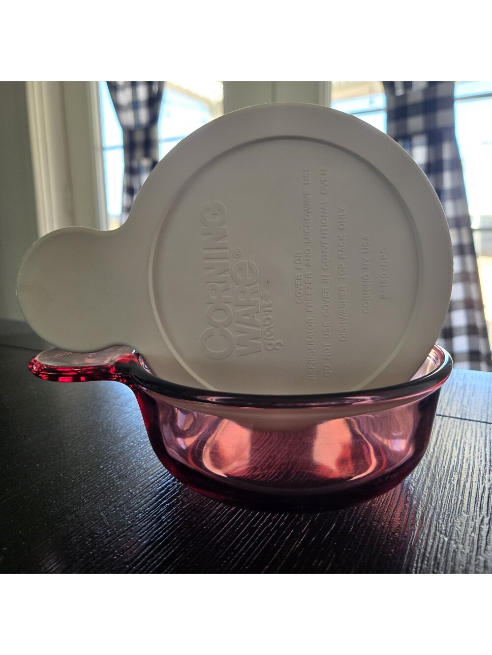 CorningWare Grab It Bowl With Lid 150-B 0.4L Cranberry Pink Glass EUC